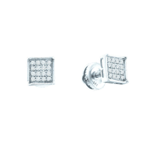 10kt White Gold Womens Round Diamond Square Cluster Earrings 1/4 Cttw 54325 - shirin-diamonds