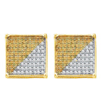 10kt Yellow Gold Womens Round Yellow Colored Diamond Square Cluster Earrings 1/3 Cttw 54615 - shirin-diamonds