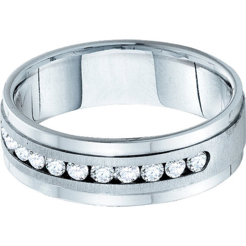 14kt White Gold Mens Round Diamond Band Wedding Anniversary Ring 1.00 Cttw 54717 - shirin-diamonds