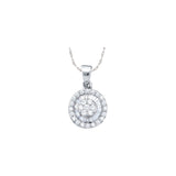 14k White Gold Womens Round Diamond Flower Cluster Circle Pendant 5/8 Cttw 54729 - shirin-diamonds