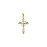 10kt Yellow Gold Womens Round Diamond Cross Heart Pendant 1/10 Cttw 54820 - shirin-diamonds