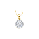 14kt Yellow Gold Womens Round Diamond Framed Flower Cluster Pendant 5/8 Cttw 54827 - shirin-diamonds