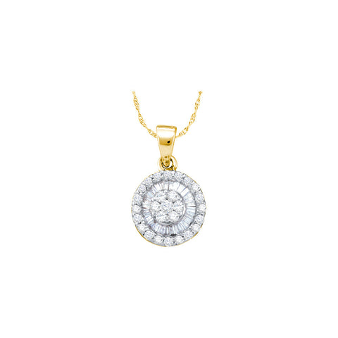 14kt Yellow Gold Womens Round Diamond Framed Flower Cluster Pendant 5/8 Cttw 54827 - shirin-diamonds