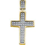 10kt Yellow Gold Mens Round Diamond Small Christian Cross Charm Pendant 1/6 Cttw 54842 - shirin-diamonds