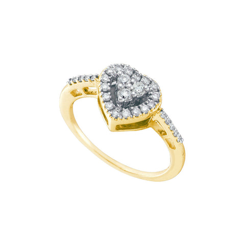 14kt Yellow Gold Womens Round Diamond Heart Cluster Ring 1/3 Cttw 54888 - shirin-diamonds