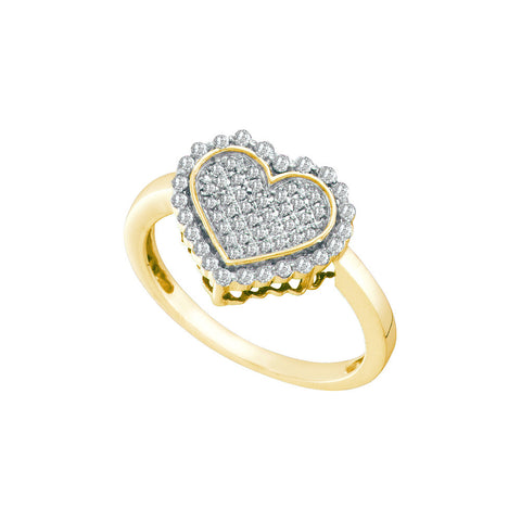 10kt Yellow Gold Womens Round Diamond Heart Cluster Ring 1/4 Cttw 54899 - shirin-diamonds