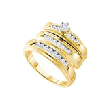 14kt Yellow Gold His & Hers Round Diamond Solitaire Matching Bridal Wedding Ring Band Set 1/2 Cttw 54929 - shirin-diamonds