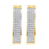 10kt Yellow Gold Womens Round Prong-set Diamond Four Row Hoop Earrings 1/2 Cttw 54972 - shirin-diamonds