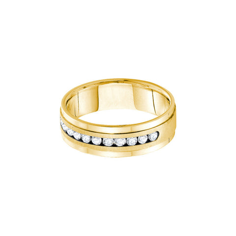 14kt Yellow Gold Mens Round Diamond Band Wedding Anniversary Ring 1/4 Cttw 55278 - shirin-diamonds
