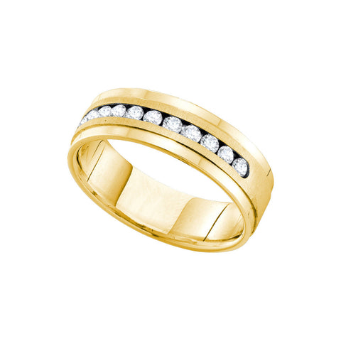 14kt Yellow Gold Mens Round Channel-set Diamond Single Row Wedding Band Ring 1/2 Cttw 55280 - shirin-diamonds