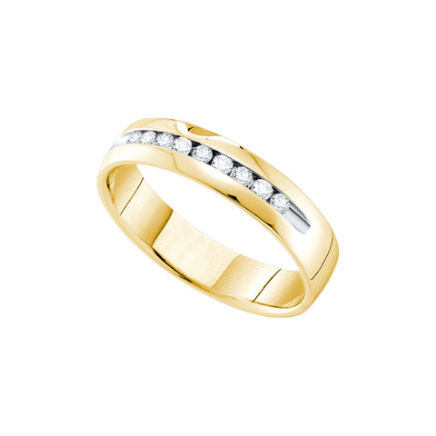 14kt Yellow Gold Mens Round Channel-set Diamond Single Row Wedding Band Ring 1/4 Cttw 55316 - shirin-diamonds