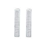 10kt White Gold Womens Round Diamond Double Row Hoop Earrings 1/5 Cttw 55330 - shirin-diamonds