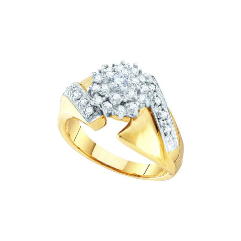 10kt Yellow Gold Womens Round Diamond Flower Cluster Ring 1/2 Cttw 55479 - shirin-diamonds