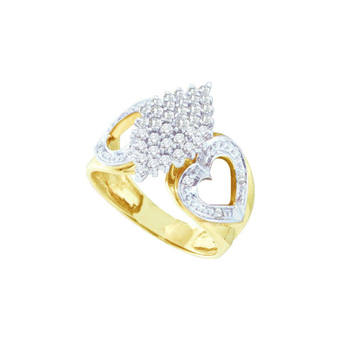 10kt Yellow Gold Womens Round Diamond Cluster Heart Ring 1/2 Cttw 55480 - shirin-diamonds