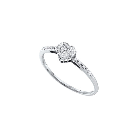 10kt White Gold Womens Round Diamond Slender Dainty Heart Ring 1/12 Cttw 55513 - shirin-diamonds