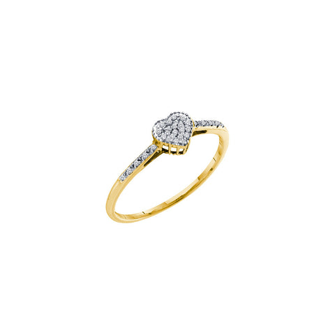 10kt Yellow Gold Womens Round Diamond Slender Heart Cluster Ring 1/12 Cttw 55515 - shirin-diamonds
