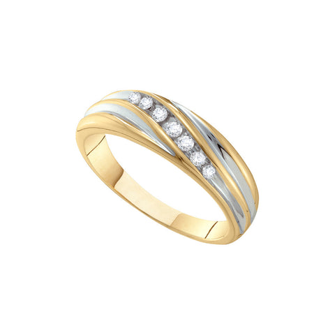 10kt Two-tone Gold Mens Round Diamond Band Wedding Anniversary Ring 1/6 Cttw 55661 - shirin-diamonds