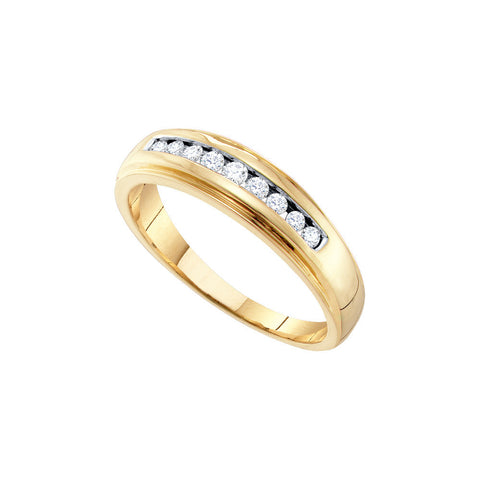 10kt Yellow Gold Mens Round Channel-set Diamond 5mm Wedding Band Ring 1/4 Cttw 55666 - shirin-diamonds
