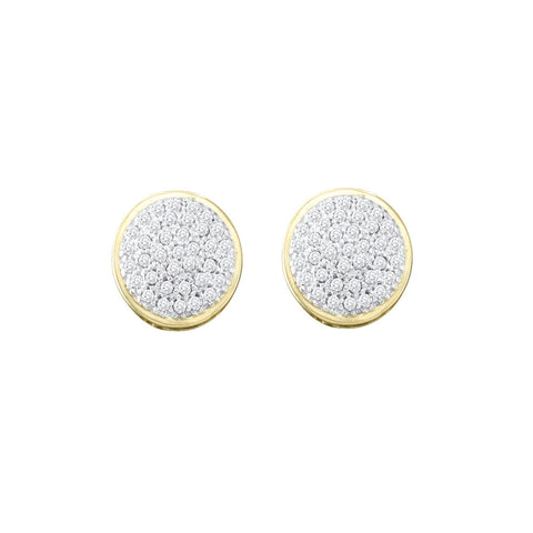 10kt Yellow Gold Womens Round Diamond Circle Cluster Stud Earrings 1/5 Cttw 55693 - shirin-diamonds