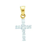 10kt Yellow Gold Womens Round Diamond Dainty Cross Pendant 1/4 Cttw 55757 - shirin-diamonds