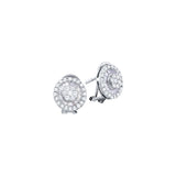 14kt White Gold Womens Round Diamond Cluster Omega-back Earrings 1-1/10 Cttw 55851 - shirin-diamonds