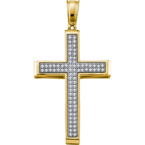 10kt Yellow Gold Womens Round Diamond Cross Faith Pendant 1/4 Cttw 56010 - shirin-diamonds