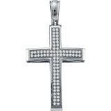 10kt White Gold Womens Round Diamond Cross Faith Pendant 1/4 Cttw 56017 - shirin-diamonds