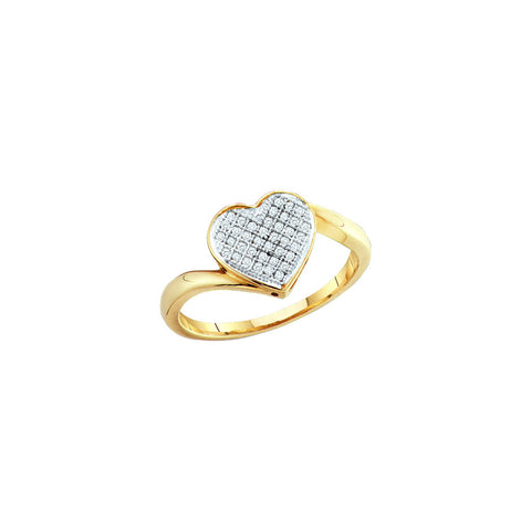 Yellow-tone Sterling Silver Womens Round Diamond Heart Cluster Ring 1/20 Cttw 56229 - shirin-diamonds