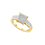 Yellow-tone Sterling Silver Womens Round Diamond Square Cluster Ring 1/5 Cttw 56241 - shirin-diamonds