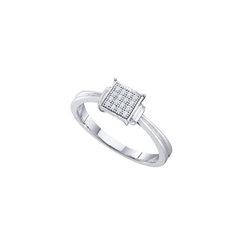 Sterling Silver Womens Round Diamond Simple Square Cluster Ring 1/20 Cttw 56277 - shirin-diamonds