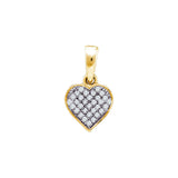 Yellow-tone Sterling Silver Womens Round Diamond Small Heart Cluster Pendant 1/10 Cttw 56320 - shirin-diamonds