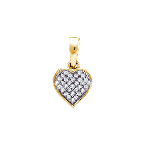 Yellow-tone Sterling Silver Womens Round Diamond Small Heart Cluster Pendant 1/10 Cttw 56320 - shirin-diamonds
