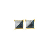 Yellow-tone Sterling Silver Womens Round Black Colored Diamond Square Kite Cluster Earrings 1/3 Cttw 56560 - shirin-diamonds