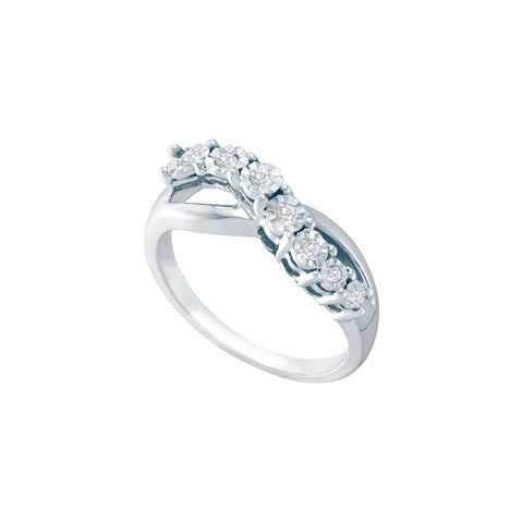 Sterling Silver Womens Round Diamond Band Ring 1/8 Cttw 57056 - shirin-diamonds