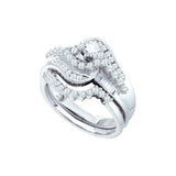 10kt White Gold Womens Diamond Round Bridal Wedding Engagement Ring Band Set 1.00 Cttw 57480 - shirin-diamonds