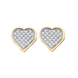 Yellow-tone Sterling Silver Womens Round Diamond Heart Love Cluster Earrings 1/8 Cttw 57551 - shirin-diamonds