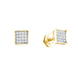 Yellow-tone Sterling Silver Womens Round Diamond Cluster Earrings 1/20 Cttw 57566 - shirin-diamonds