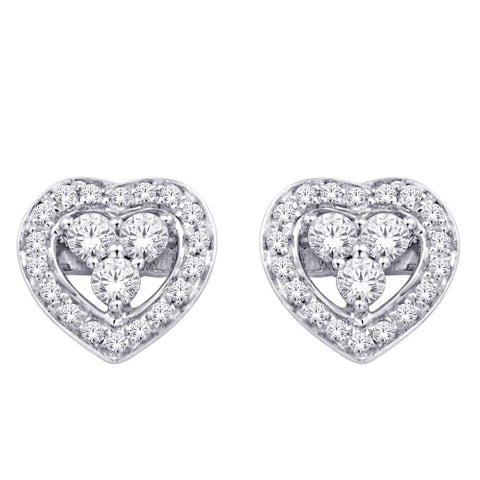 10K White Gold 1/6 Ct.Tw. Diamond Heart Earrings