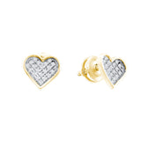 Yellow-tone Sterling Silver Womens Round Diamond Hear Love Cluster Earrings 1/10 Cttw 57786 - shirin-diamonds