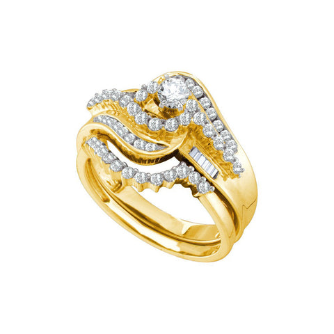 10kt Yellow Gold Womens Round Diamond Bridal Wedding Engagement Ring Band Set 1.00 Cttw 58678 - shirin-diamonds