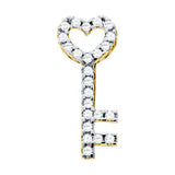 10kt Yellow Gold Womens Round Diamond Key Heart Pendant 1/4 Cttw 58767 - shirin-diamonds