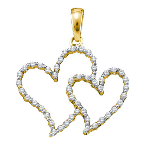 10kt Yellow Gold Womens Round Diamond Heart Love Pendant 1/6 Cttw 58774 - shirin-diamonds