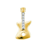 10kt Yellow Gold Womens Round Diamond Electric Guitar Music Instrument Pendant 1/20 Cttw 58784 - shirin-diamonds