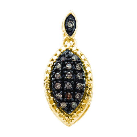 10kt Yellow Gold Womens Round Cognac-brown Colored Diamond Cluster Pendant 1/5 Cttw 58955 - shirin-diamonds
