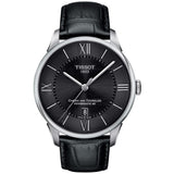 Tissot Chemin Des Tourelles Automatic Leather Strap Watch, 42mm in Black/Silver at Nordstrom