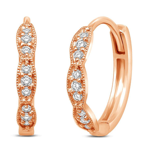 14K Rose Gold 1/6 Ct.Tw. Diamond Stackable Earrings