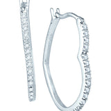 10kt White Gold Womens Round Diamond Heart Hoop Earrings 1/8 Cttw 60376 - shirin-diamonds