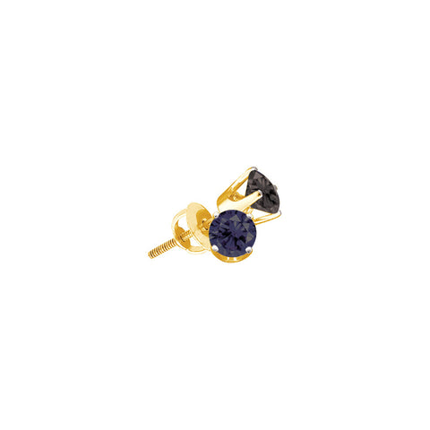 14kt Yellow Gold Round Black Colored Diamond Solitaire Screwback Stud Earrings 1-1/2 Cttw 60806 - shirin-diamonds