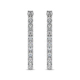 14K White Gold Diamond 2 1/2 Ct.Tw. In and Out Hoop Earrings