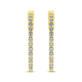 14K Yellow Gold Diamond 3/4 Ct.Tw. In and Out Hoop Earrings